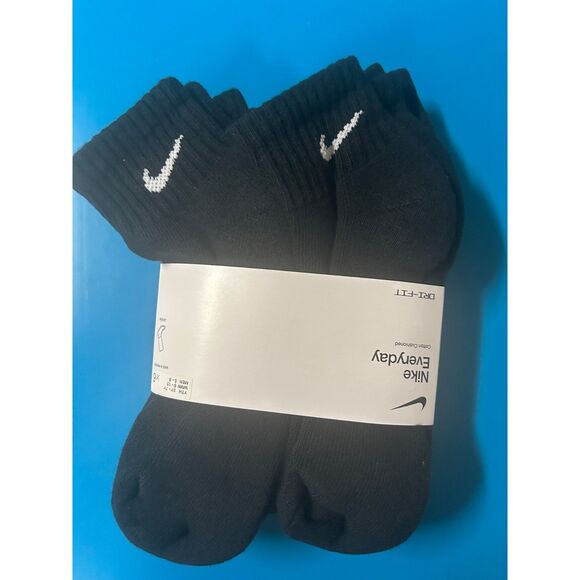 Nike Unisex Performance Cushion Quarter Socks with Band 6-Pack Black Medium - Picture 2 of 3